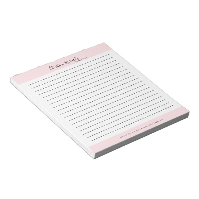 Stilvoll rosa Minimalistische Linde Notizblock (angewinkelt)