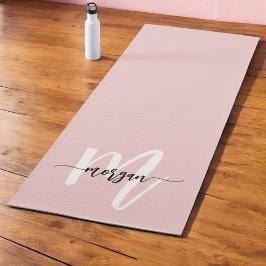 Stilvoll rosa Modernes Script Girly Monogram Name Yogamatte