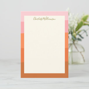 Stilvoll rosa Orange Abstrakt Stripes Script Name Mitteilungskarte