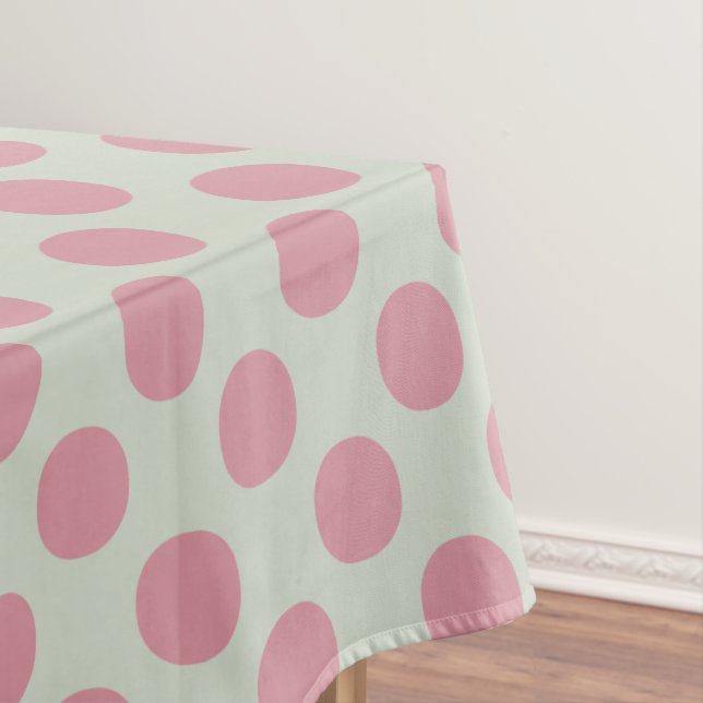 Stilvoll rosa Polka Dots Hellgrüner Hintergrund Tischdecke (Beispiel)