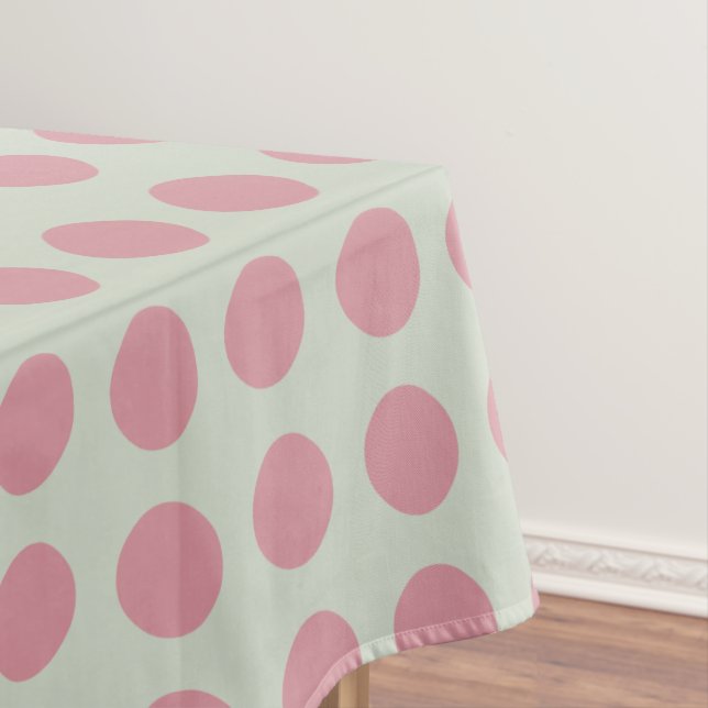 Stilvoll rosa Polka Dots Hellgrüner Hintergrund Tischdecke (Beispiel)