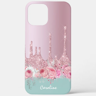 Stilvoll rosa Rosa Glitzer Tropfen Minze Case-Mate iPhone Hülle