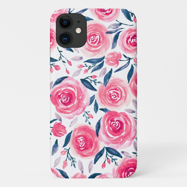 Stilvoll rosa Rose-Muster Case-Mate iPhone Hülle (Rückseite)
