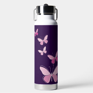 Stilvoll rosa Schmetterling Doodle Kaleidoskop Trinkflasche