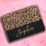 Stilvoll rosa, schwarzer Goldleopard iPad Pro Cover<br><div class="desc">Das elegante und stilvolle iPad Pro Cover in Rosa,  Gold und Schwarz ist personalisiert mit Ihrem Namen in einem modernen Script-Schriftart.</div>