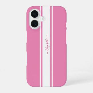 Stilvoll rosa Streifen Mit Monogramm Chic iPhone 16 Hülle