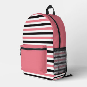 Stilvoll rosa und schwarz gestreift bedruckter rucksack