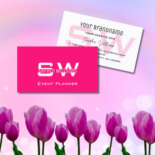 Stilvoll Rosa und Weiß Modern Einfach mit Monogram Visitenkarte