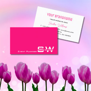 Stilvoll rosa und weiß modern mit Monogram Simple Visitenkarte