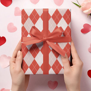 Stilvoll Rot und Rosa Große Raute Muster Geschenkpapier