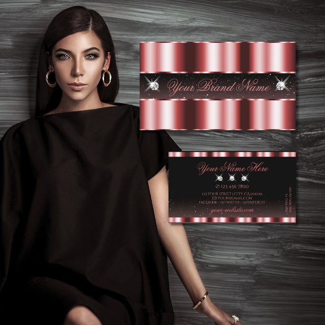 Stilvoll Rot und Schwarz Sparkling Diamanten Elega Visitenkarte (Von Creator hochgeladen)