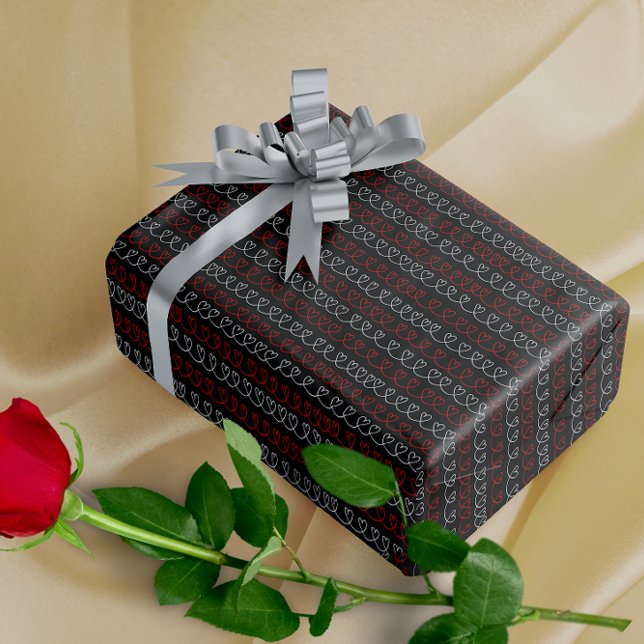 Stilvoll Rot Weiß, eine Linie Herz Muster Geschenkpapier (Von Creator hochgeladen)