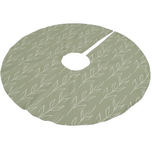 Stilvoll rustikal botanisch in Sage Green Polyester Weihnachtsbaumdecke