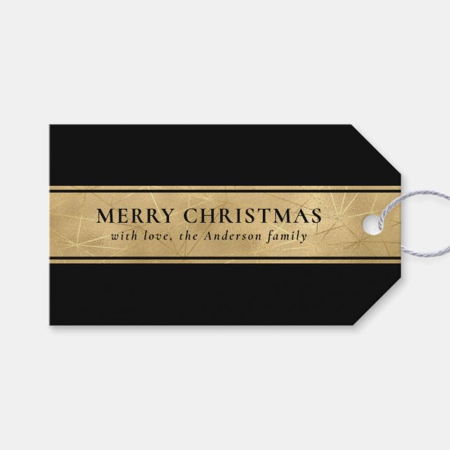 Stilvoll schick Simple Black and Imitats Gold Weih Geschenkanhänger (Vorderseite (Horizontal))