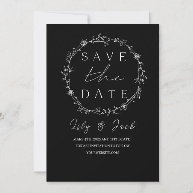 Stilvoll schlicht und elegant modern save the date (Vorderseite)
