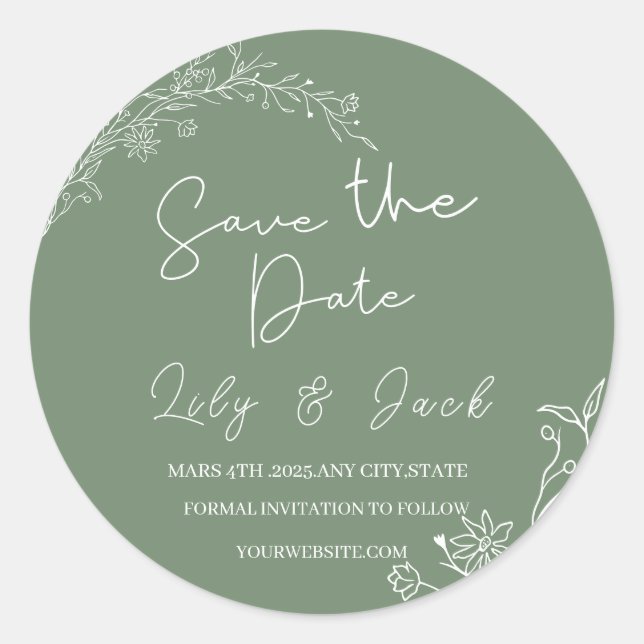 Stilvoll schlicht und elegant modern schlinggrün runder aufkleber (Vorderseite)