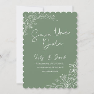 Stilvoll schlicht und elegant modern schlinggrün save the date