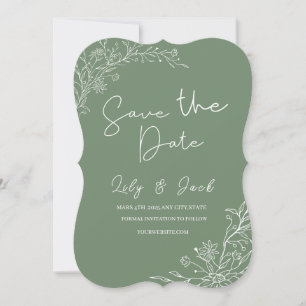 Stilvoll schlicht und elegant modern schlinggrün save the date