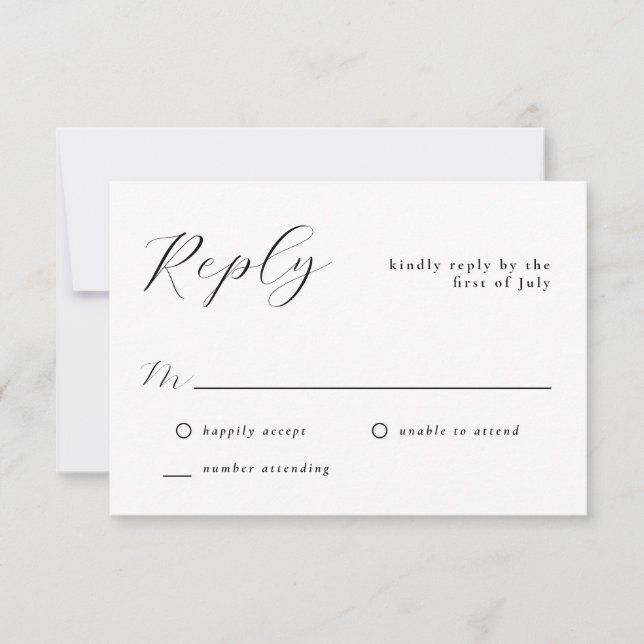 Stilvoll schlichter Minimal Classic Wedding RSVP (Vorderseite)