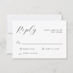 Stilvoll schlichter Minimal Classic Wedding RSVP Karte