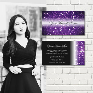 Stilvoll Schwarz Lila Sparkling Glitzer Glamour Visitenkarte