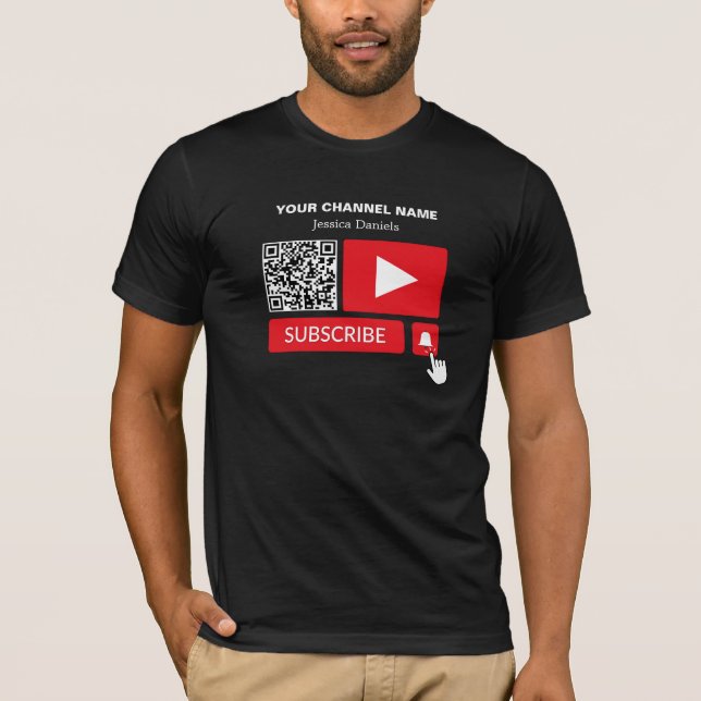 Stilvoll schwarz & rot - QR Code, Youtube - Vlogge T-Shirt (Vorderseite)