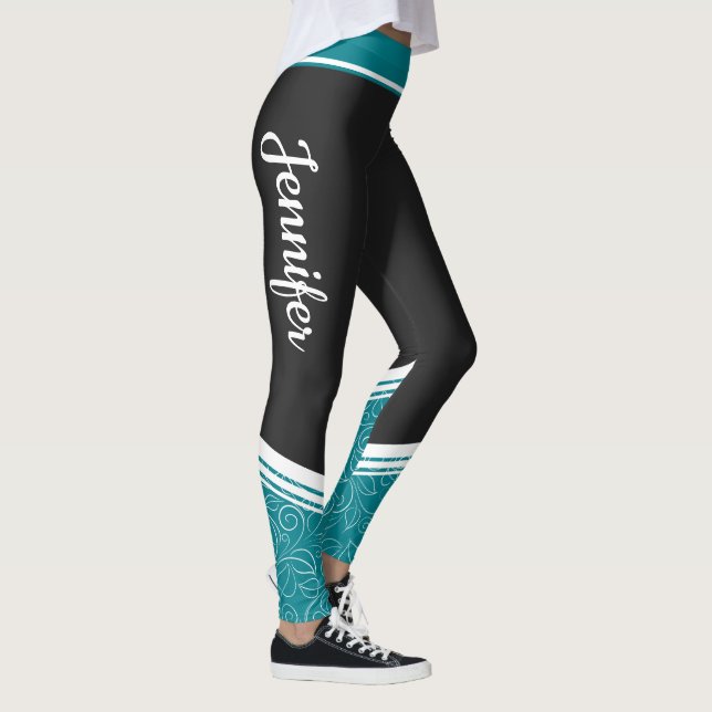 Stilvoll schwarz und aquamarin blau bläulich-weiß. leggings (Rechts)