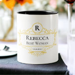 Stilvoll Schwarz und Gold Vintag Beste Frau Zweifarbige Tasse<br><div class="desc">Dieses stilvolle Schwarz-Gold Vintage beste Frau Kaffee Tasse Design zeigt typografische Initial,  Name und Datum für ein minimalistisches Gefühl,  das leicht personalisiert werden kann.</div>