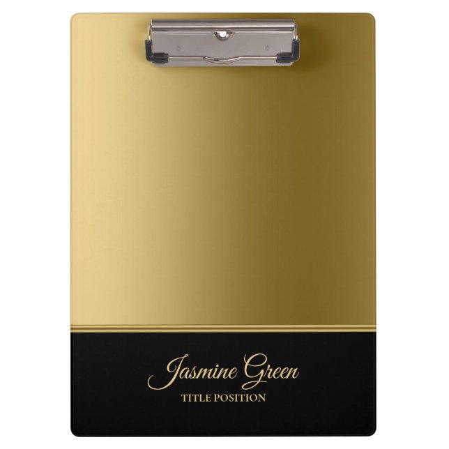 Stilvoll Schwarz und Golden Klemmbrett (Vorderseite)