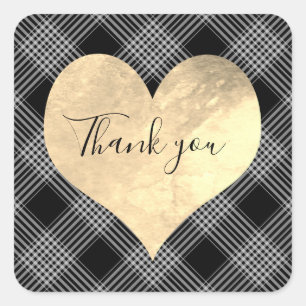 Stilvoll schwarz-weiß gestreift mit Herz Quadratischer Aufkleber