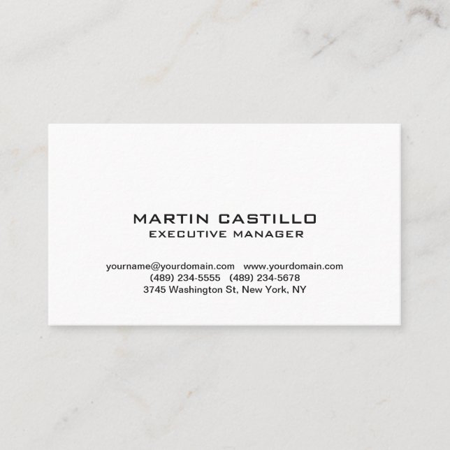 Stilvoll Schwarz-weiß Modernes Beruflich Visitenkarte (Vorderseite)