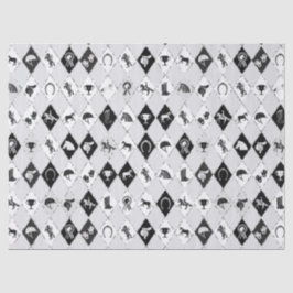 Stilvoll Schwarz-weißes Reittier Diamond Muster Seidenpapier