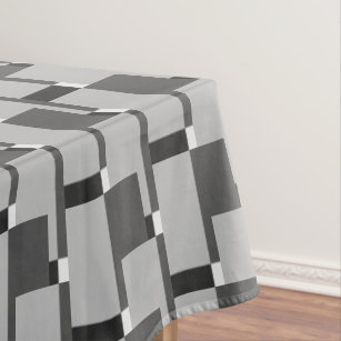 Stilvoll Schwarz-weißes Silbergraues Muster Tischdecke