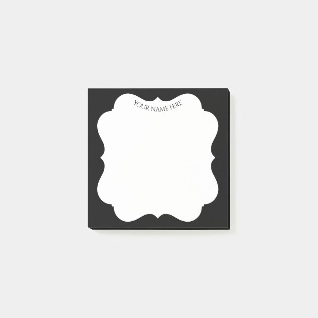 Stilvoll schwarzer Rahmen mit Ihrem Namen Post-it Klebezettel (Vorderseite)
