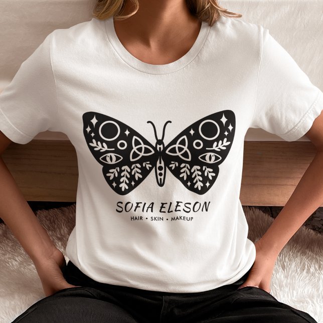 Stilvoll schwarzer Schmetterling als Salon Uniform T-Shirt (Von Creator hochgeladen)