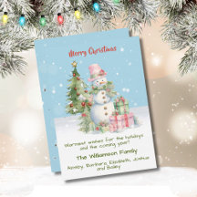 Stilvoll Snowman (Lady) Weihnachtsbaum Wasserfarbe