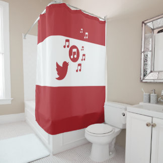 Stilvoll Songbird Red and White Duschvorhang