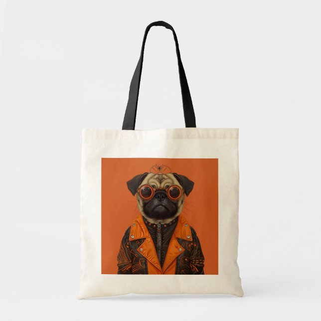 Stilvoll Spooky Mops Tote Bag Tragetasche (Vorne)