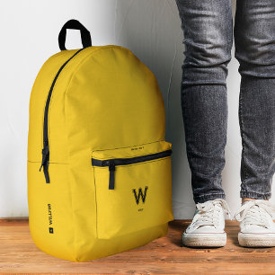 Stilvoll sportlich gelbes Schulmonogramm Bedruckter Rucksack