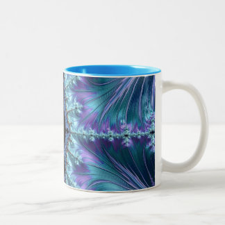 Stilvoll Swirl Geblüht Fraktal Abstraktes Aqua Tic Zweifarbige Tasse