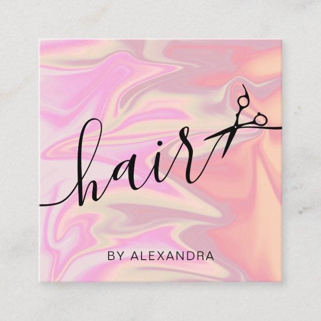 Stilvoll und modern, elegant und holografisch quadratische visitenkarte (Vorderseite)