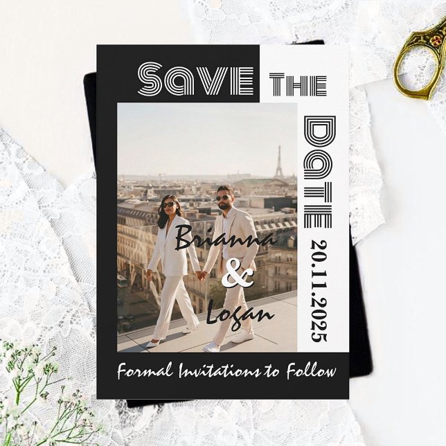 Stilvoll und zeitgenössisch Schwarz & Weiß Save th The Date (Von Creator hochgeladen)