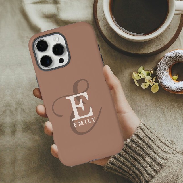 Stilvoll Unique Monogram Mocha Brown Case-Mate iPhone Hülle (Von Creator hochgeladen)