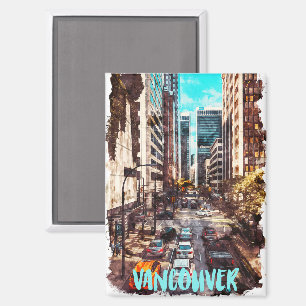 Stilvoll Vancouver Canada Vintage Travel Skyline Magnet