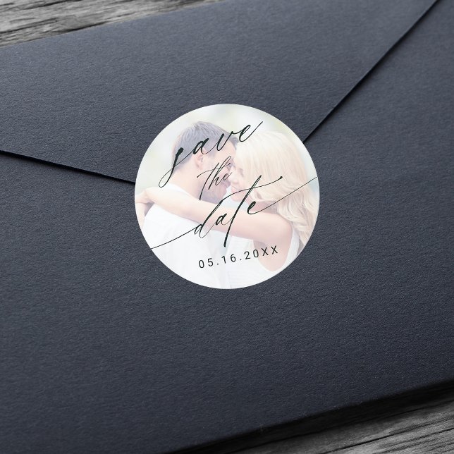Stilvoll verblasstes Foto Hochzeit Sichern Sie das Runder Aufkleber (Von Creator hochgeladen)