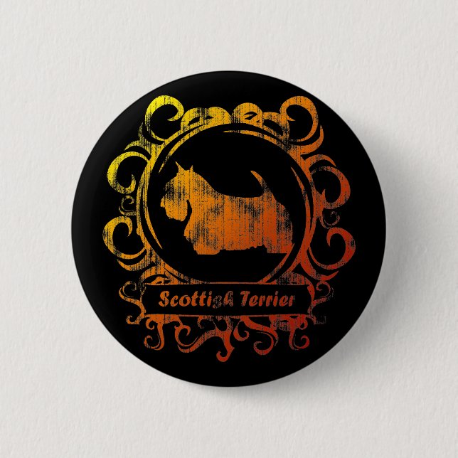 Stilvoll verwitterter Scottish Terrier Button (Vorderseite)