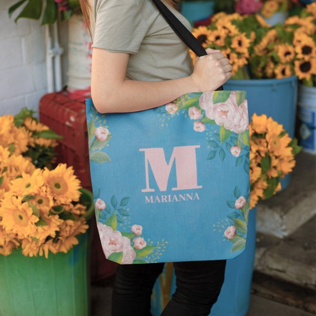 Stilvoll Vintag rosa Rose Monogram Simple Floral (Von Creator hochgeladen)