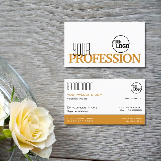 Stilvoll Weiß und Orange Einfache Moderne mit Logo Visitenkarte (Von Creator hochgeladen)