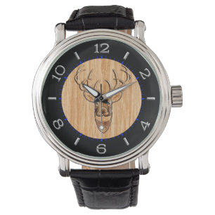 Stilvoll Weißer Schwanz Buck Antlers Light Wood Gr Armbanduhr