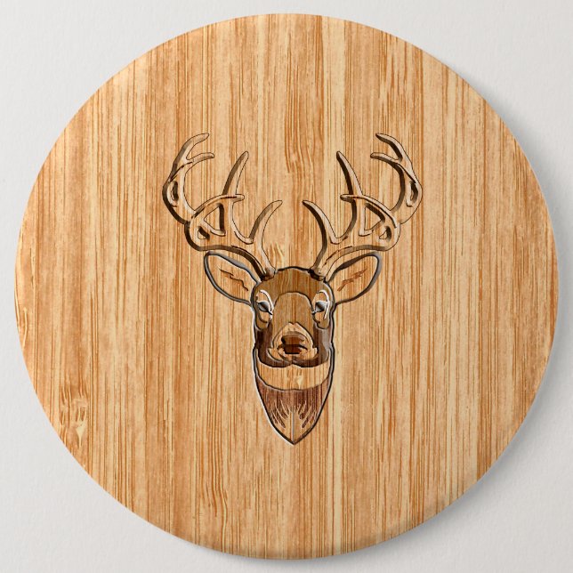 Stilvoll Weißer Schwanz Buck Antlers Light Wood Gr Button (Vorderseite)